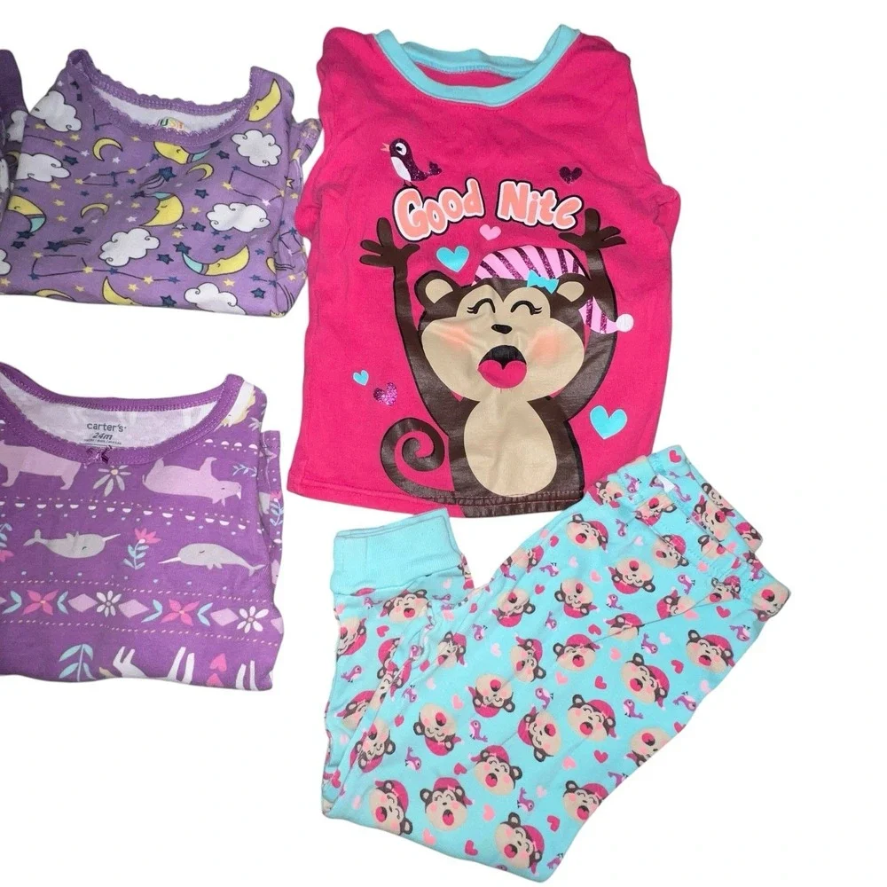 Bundle Of 4 Toddler Girls Pajama Jogger Sets Size 18-24 Months 2T Holiday‎ Elf